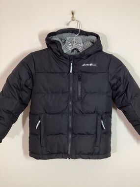 Boy Eddie Bauer 4T Black Puffer Warmest Classic Down Sherpa Lined Jacket